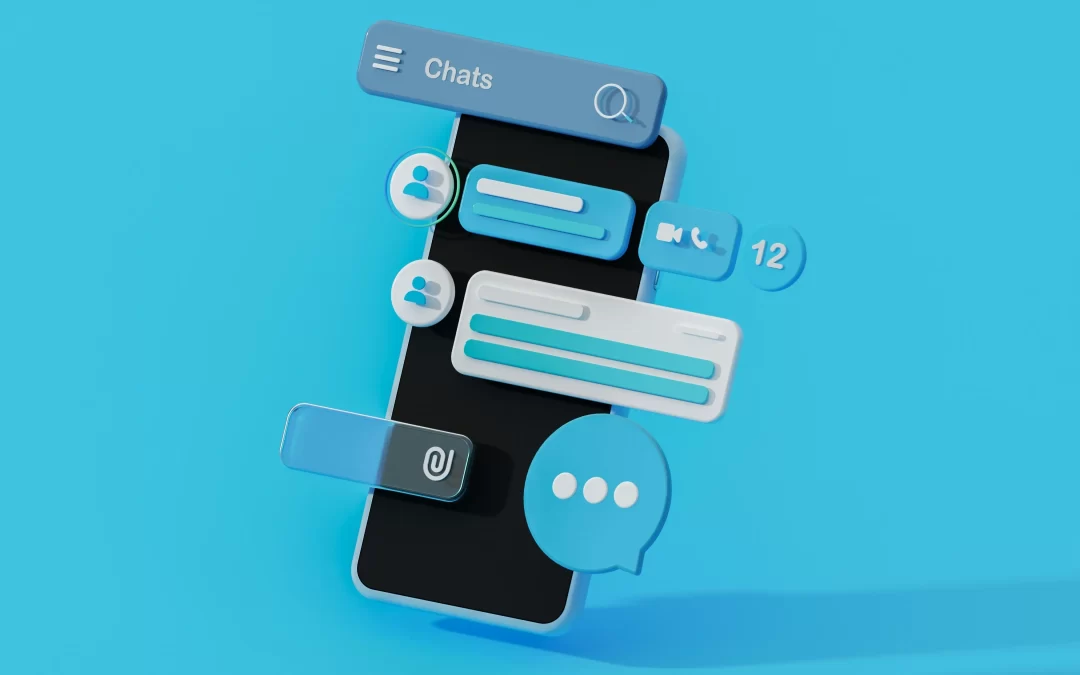 Smartphone with floating chat icons representing online communication