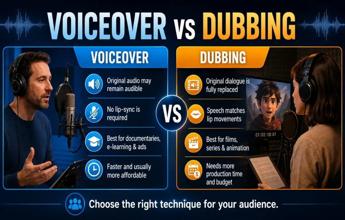 Voiceover vs Dubbing: What’s the Difference and Which Is Better for Global Video Localization?